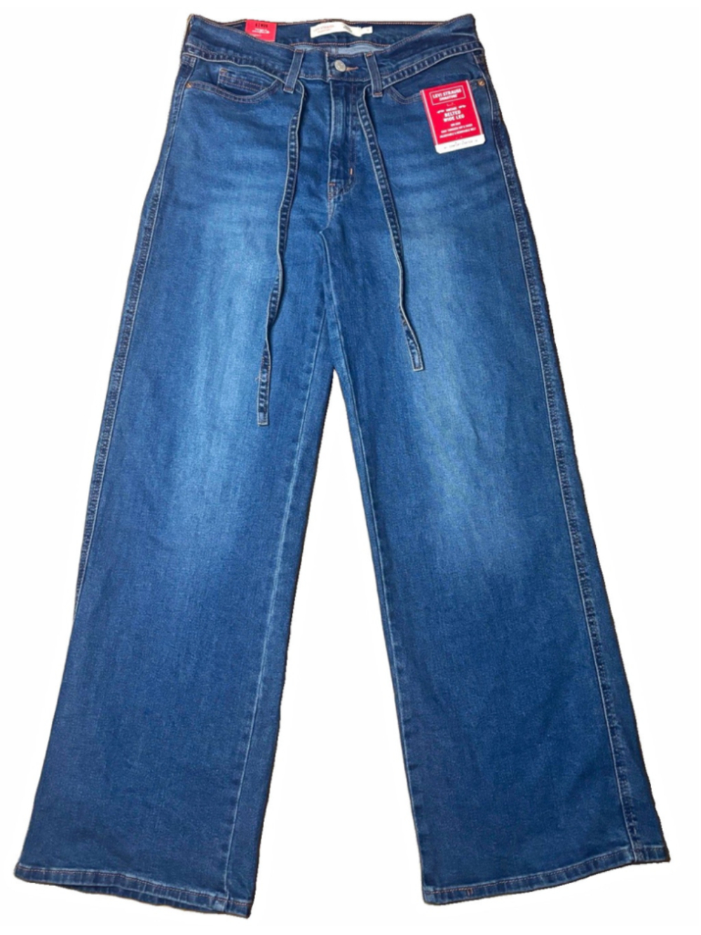 Levi Strauss Signature Vintage Belted Wide Leg Jeans Womens 6 W28 NWT